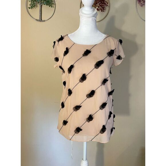 Ann Taylor Petite Cream Beige Textured Tee XXSP - Picture 1 of 11